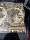 Vintage Framed Gold Foil Blaeu Wall Map Of Old World  30x24