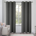 2 Panels Blackout Curtains Grommet Top 42x84  Dark Grey Room Darkening Drapes