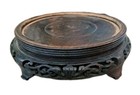 Vintage Chinese Carved Wood 4 25  Vase  Jar  Bowl Stand W  4 Legs 