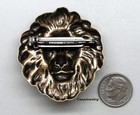  4191p Large Antiqued Gold Lion Head Pin brooch - 1 Pc