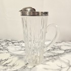 Vintage Hawkes 8 5  Cut Glass Cocktail Pitcher With   925  Sterling Silver Rim
