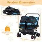 Double Pet Stroller W  2-seater Carrier  Adjustable Sunshade  Removable Pad