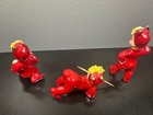 Vtg  Set Of 3 Little Red Devil Pixie Elves Halloween Christmas Lefton Spaghetti