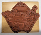 Wood rubber Stamp Noah s Ark  Cow  Elephant  Giraffe  Chicken Toy Vintage 1988