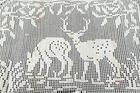 Hand Made Crochet Doily 15 X 19  Tan With Deer   Squirrel Vintage Linens