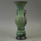Exquisite Chinese Collectibles Bronze Carved Auspicious Peacock Rare Noble Vase