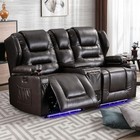 Recliner Sofa Loveseat Set Reclining Couch Faux Leather Home Theater 2-seat Sofa