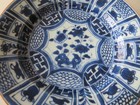 Chinese Blue   White Kraak Type Dish With Flowers --- Kangxi 1662-1722