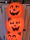 Blow Mold Halloween Pumpkin Stack Sunhill Mold Lighted Three Bulb 38     U s a