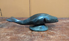 Vtg Signed Laurent Uttak Inuit Sculpture Serpentine Whale Stone Carving 9 