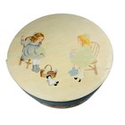 Vintage Wooden Round Hand Painted Shaker Box Sewing Folk Art 9 5   