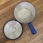 Vintage Le Creuset Fb Blue Enamel Cast Iron Windsor Sauce Pan Fondue Pot France