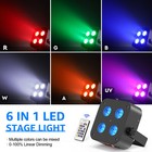 6in1 Rechargeable Par Light Rgbwa uv Led Dmx Wireless Wash Dj Up-light 4400ma