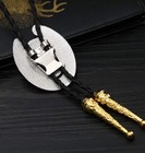 Rodeo Bolo Tie Western Cowboy Black Leather Necktie New Initial N A3431
