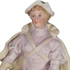 Antique Gebruder Heubach Figurine  Young Lady At A Ship   s Steering Wheel 11 5 