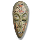 Vintage Wood Long Lomboc Mask Green Indonesia Late 20th Century