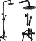 Oil Rubbed Bronze Bathroom Rainfall Shower Faucet System Set Hand Spray Tub Tap
