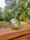 Vintage Japanese Glass Fishing Float Ball Sphere  Green Glass