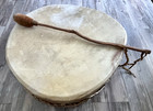 Vintage Red Shirt Reyna Signed Drum Native American Indian Hand Made Taos Pueblo