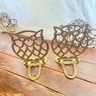 Vintage Mcm Folding Cut Out Brass Owl Bookends Set Of 2 Hinged 6 1 2  Tall