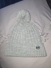 Michael Kors Pom Pom Hat Winter Knit Mk Logo Gray Winter Hat