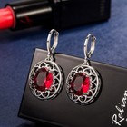 Women s Retro Hollowed Out Petal Pendant Earrings Synthetic Crystal Ear Buckle