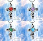 New Cross Crystal Heart Ribbon Cremation Urn Keepsake Ashes Memorial Necklace