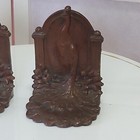 Pair On Vintage 1930 s Weidlich Bros  Art Deco Bronze Peacock Bookends