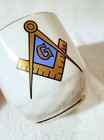 Vintage Masonic Coffee Cup Mason Square And Compass Ceramic Mug  Blue   Gold