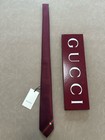 Gucci Men s Bee Web Woven Slim Tie Red Italian Luxury 2 75    Width Nwt