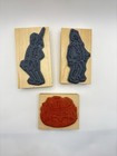 New Wood Rubber Stamps Fishermen Fishing Hunting Set Of 3 Large Art Stamps