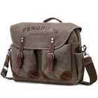 Mens Messenger Bag 15 6 Inch Vintage Waxed Canvas Genuine Leather Briefcase 