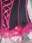 Torrid Bustier  Lace Size 0 Hot Pink Black Boned Corset Satin Bows Ruffles Nwot