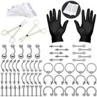 84pcs Professional Piercing Kit Stainless Steel Navel Eyebrow Nose Needles Set