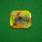 Enamel Copper Brooch Signed Vintage Abstract Art Mid Century Modern Green Orange