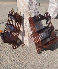 A Pair Of  Vtg Intricate Chippendale Style 2 Drawer  Solid Wood Wall Shelf 