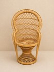 Vintage Peacock Fan Back Woven Rattan Chair Plant Stand Wicker Boho Tall 16   