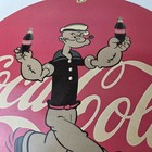 Vintage Coca Cola Soda Sign - Advertisement Popeye Store Porcelain Gas Sign