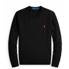 New - Polo Ralph Lauren Men s Cable-knit Crew Cotton Sweater    Black   M - Xxl