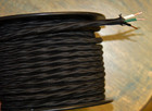 16 Gauge Black Cloth Covered 3-wire Overbraid Cord  Vintage Lamps  Fans  Lights