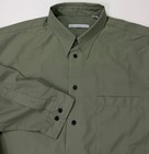 Vintage 90s Casual Button Up Shirt Men Xl Minimal Sage Microfiber Long Sleeve