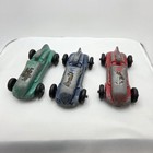 Lot Of 3 Vintage Leslie Henry Boat Tail Diecast Race 5  Cars Indy Metal 