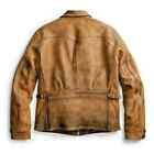 1920 s Newboy Vintage Look Distressed Tan Real Leather Jacket Men Coat