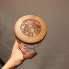 Starbucks Glass Cup W  Wood Lid Tumbler Double Wall Coffee Mug Korea New