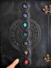 Extra Large Big Real Leather Seven Stone Embossed Book Journal Notebook
