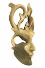 Exotic Mask Wooden Hand Carved Abstract Wall Plaque Hanging Unique Sculpture Art