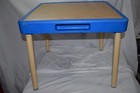Vintage Fisher Price Blue Table 2 Chairs Set Child Size Kids Play Art Craft Guc