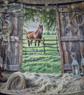 7x5ft Backdrop Cowboy Horse Barn Western Theme- New