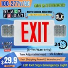 Led Exit Sign With Emergency Lights With Two Adjustable Heads  Ac 120-277v  Ul