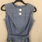 Vtg 1960s Dress  Womens Small Blue Chambray Casual Miss Endrea Dallas Belted